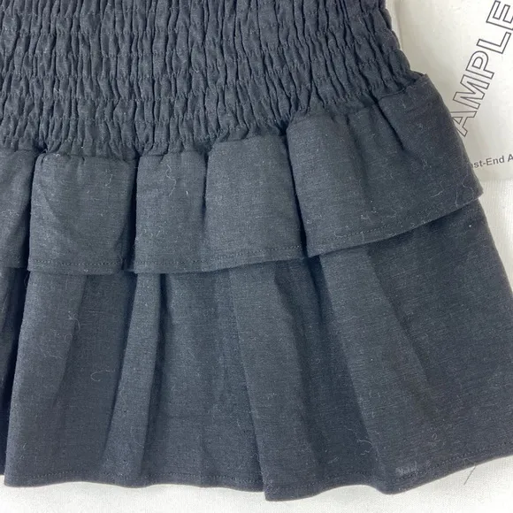 MAJORELLE Peaches Linen Ruffles Skirt in Black Size S