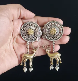 Manasa Oxidised Trendy Earring With 2 Tone Plating Pink