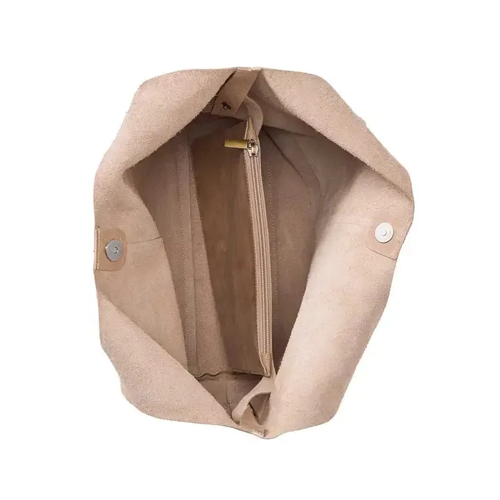 Mauve large leather slouch hobo