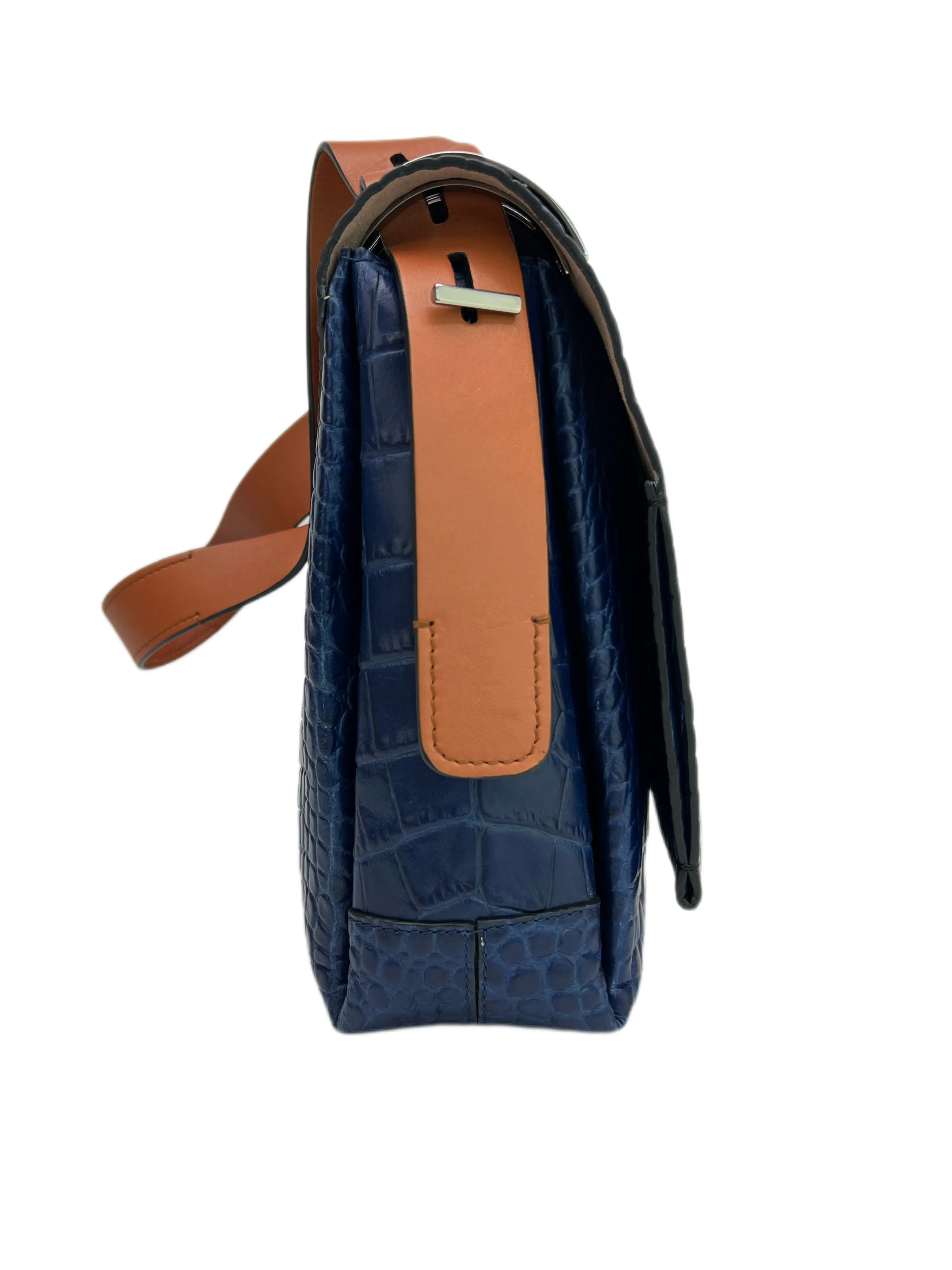 Max Mara Women's Blue Ombrina Calf Leather 10x11x4 Messenger Bag NWT