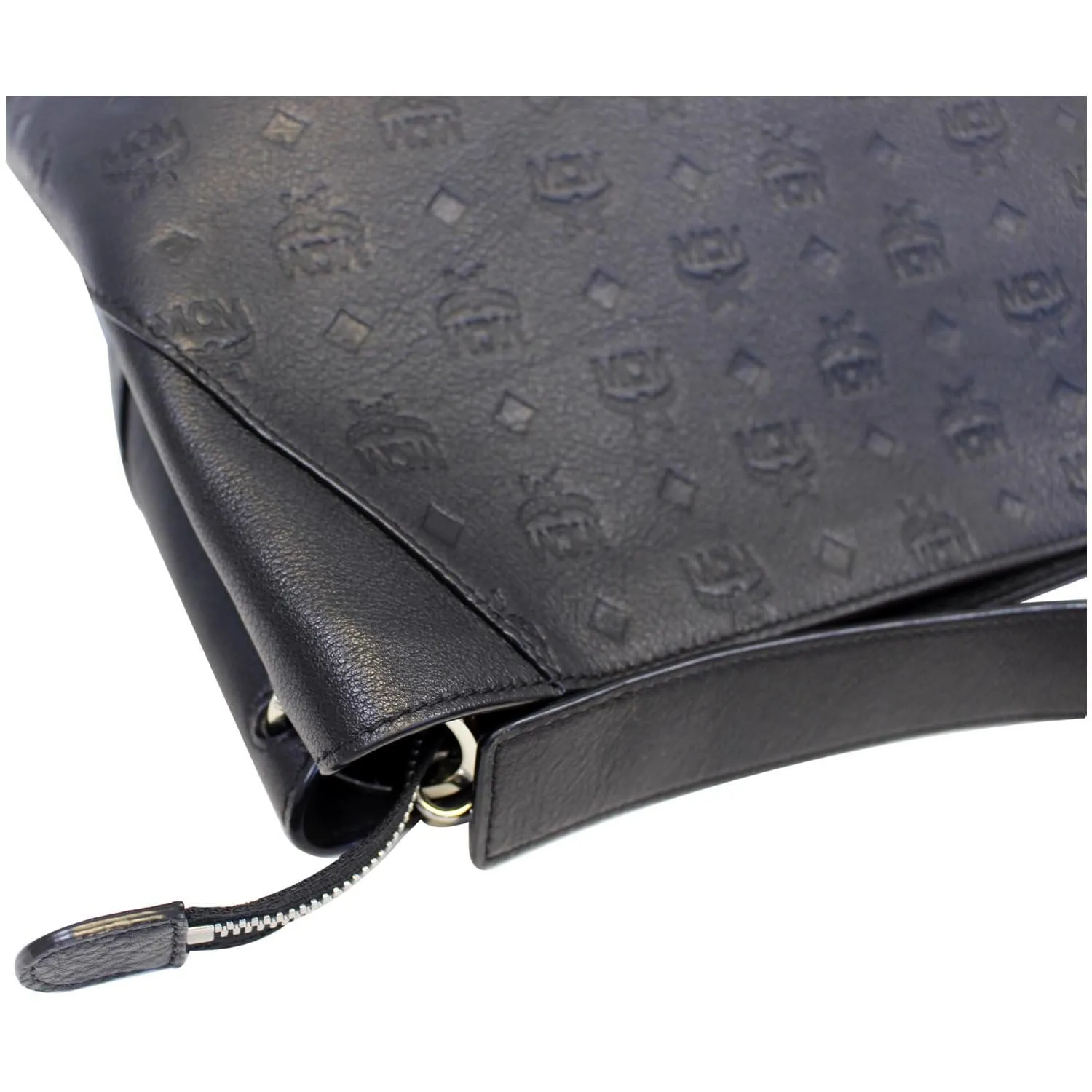 MCM Klara Monogram Leather Hobo Bag Black