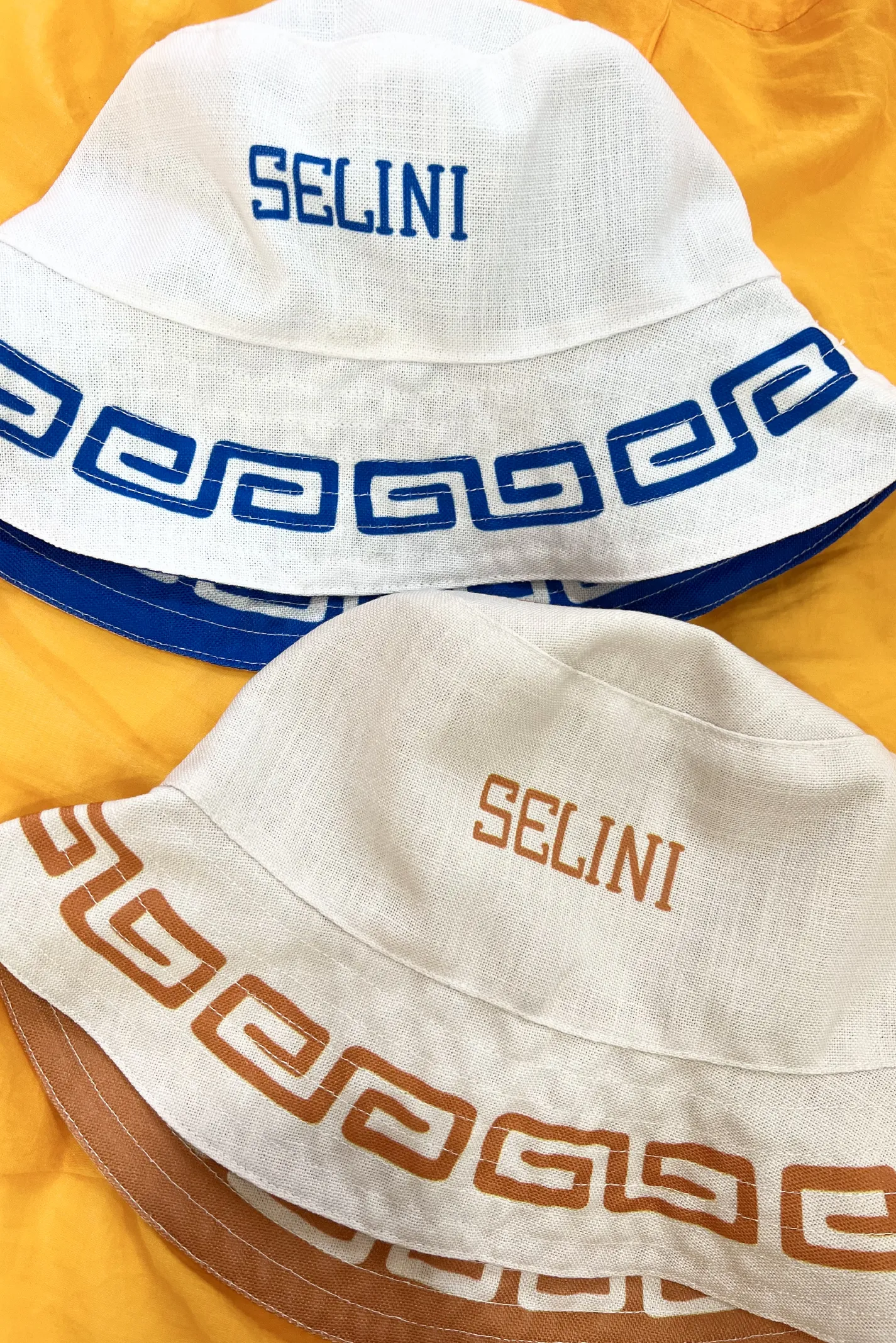 Meandros Reversible Bucket Hat in Blue