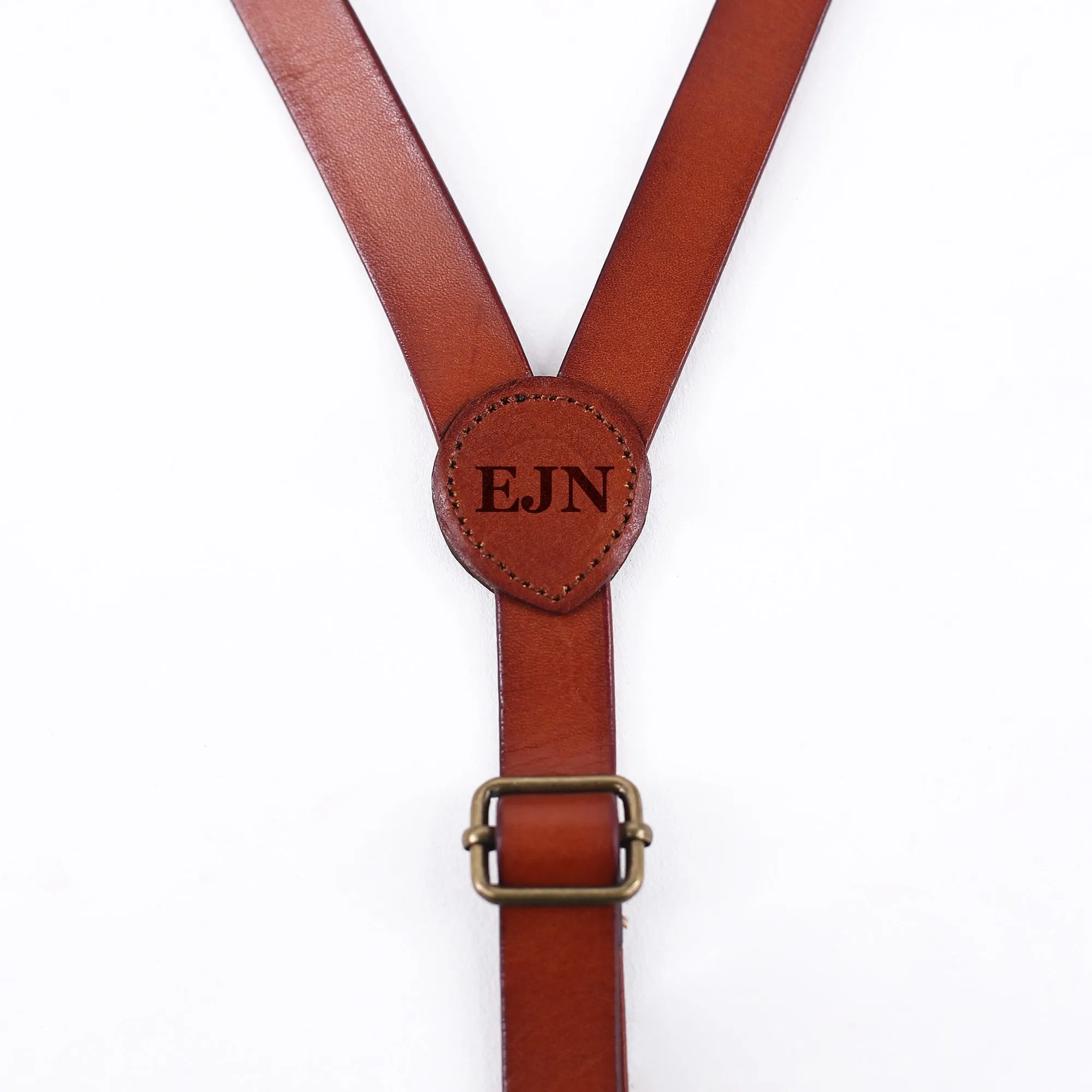 Mens Leather Suspenders Y Back Design Adjustable Brown Suspenders Groomsmen Gift for Wedding