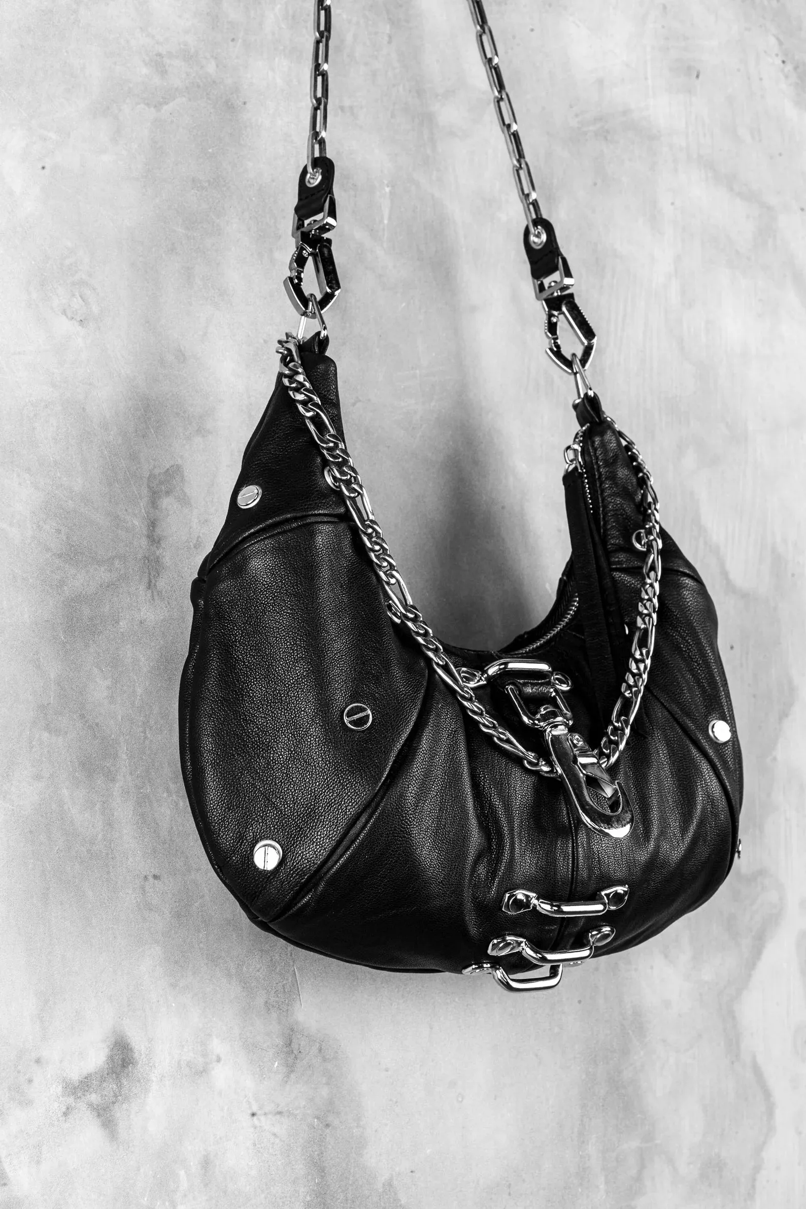 Metal on Metal Black Leather Purse
