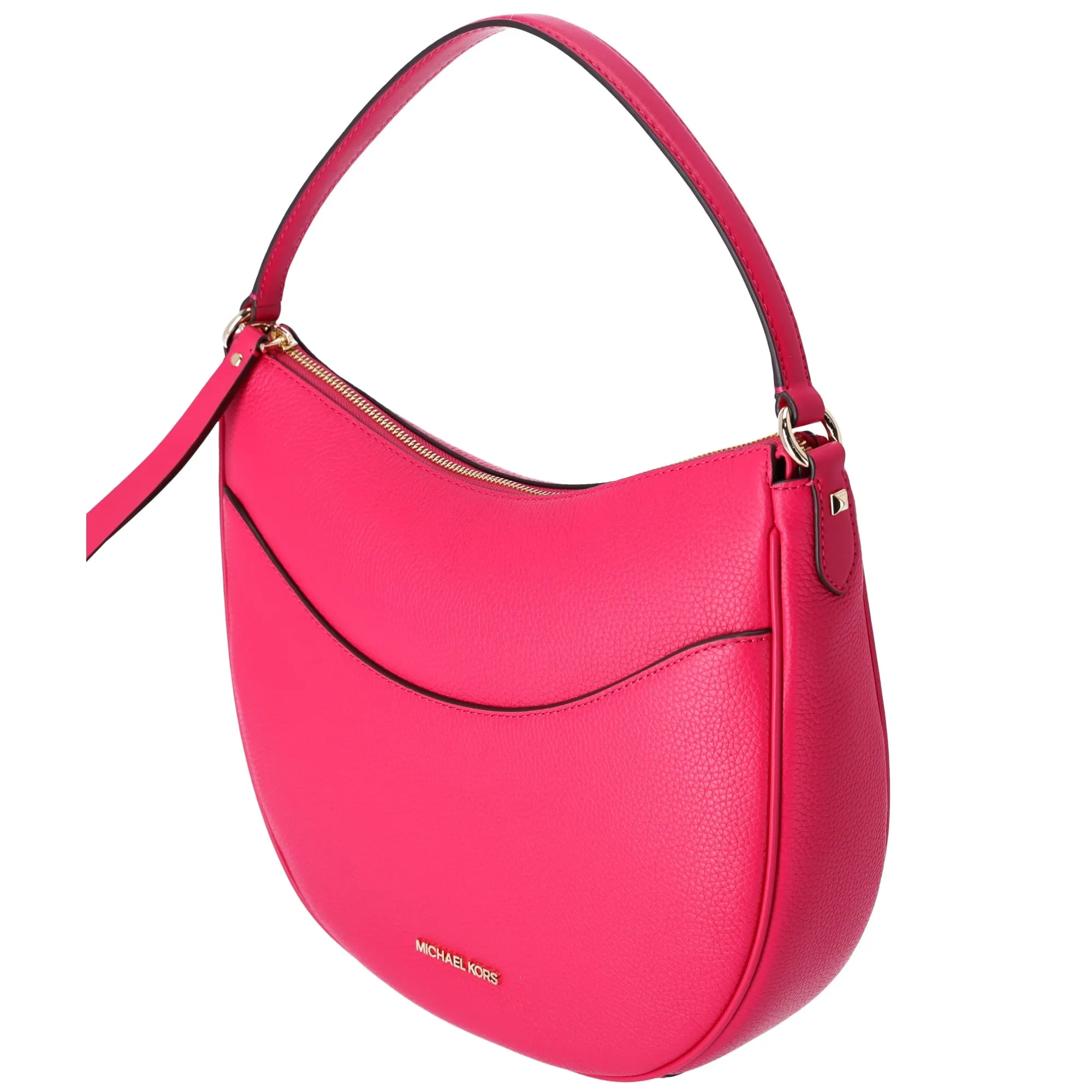 MIchael Kors Dover Large Half Moon Shoulder Bag Hobo Electric Pink Leather