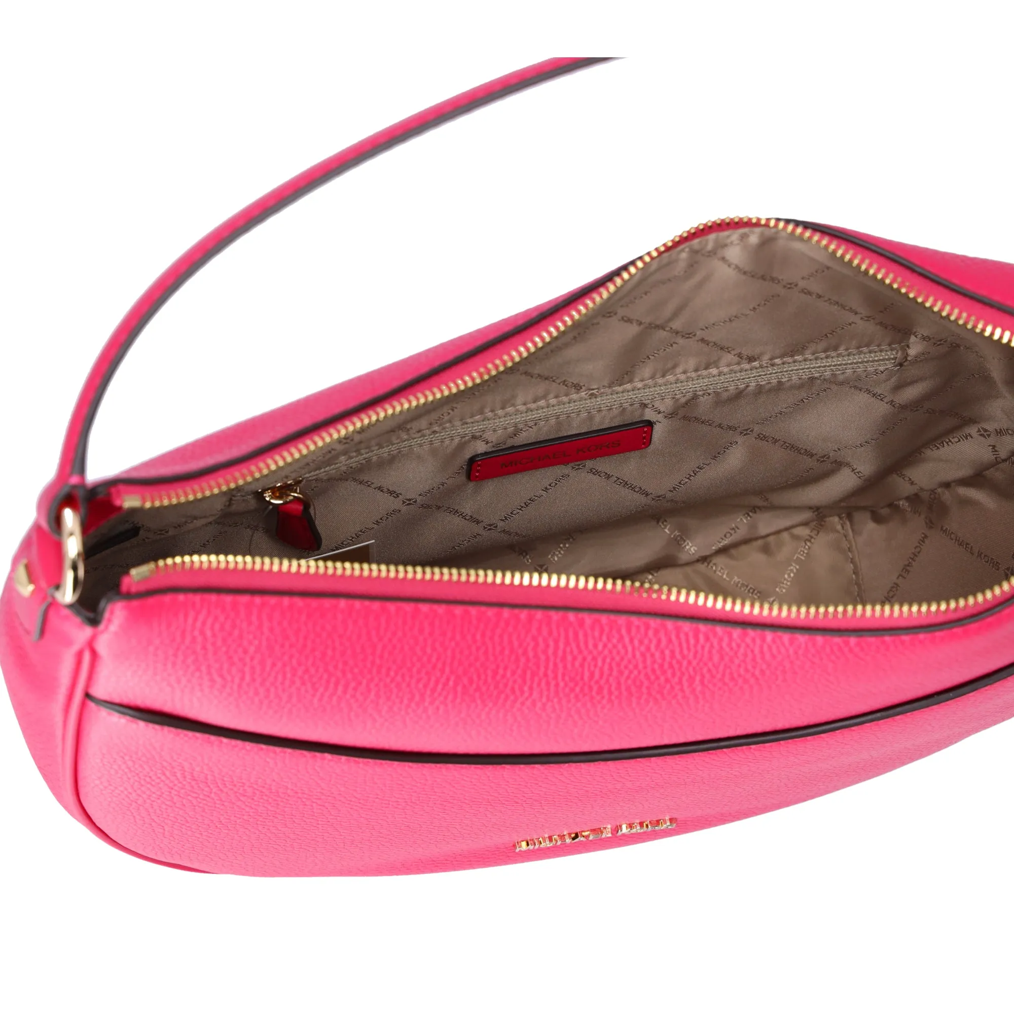 MIchael Kors Dover Large Half Moon Shoulder Bag Hobo Electric Pink Leather