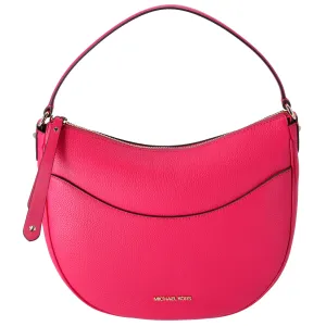 MIchael Kors Dover Large Half Moon Shoulder Bag Hobo Electric Pink Leather