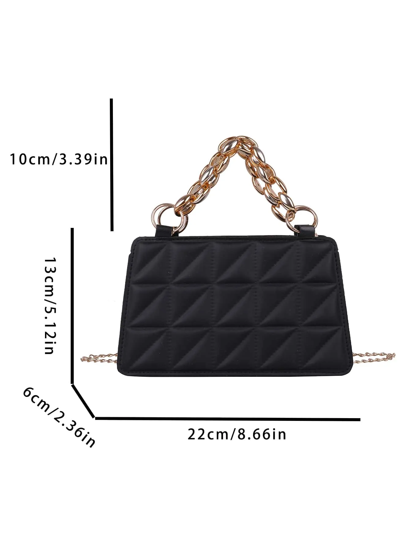 Minimalist Quilted Square Bag - Black