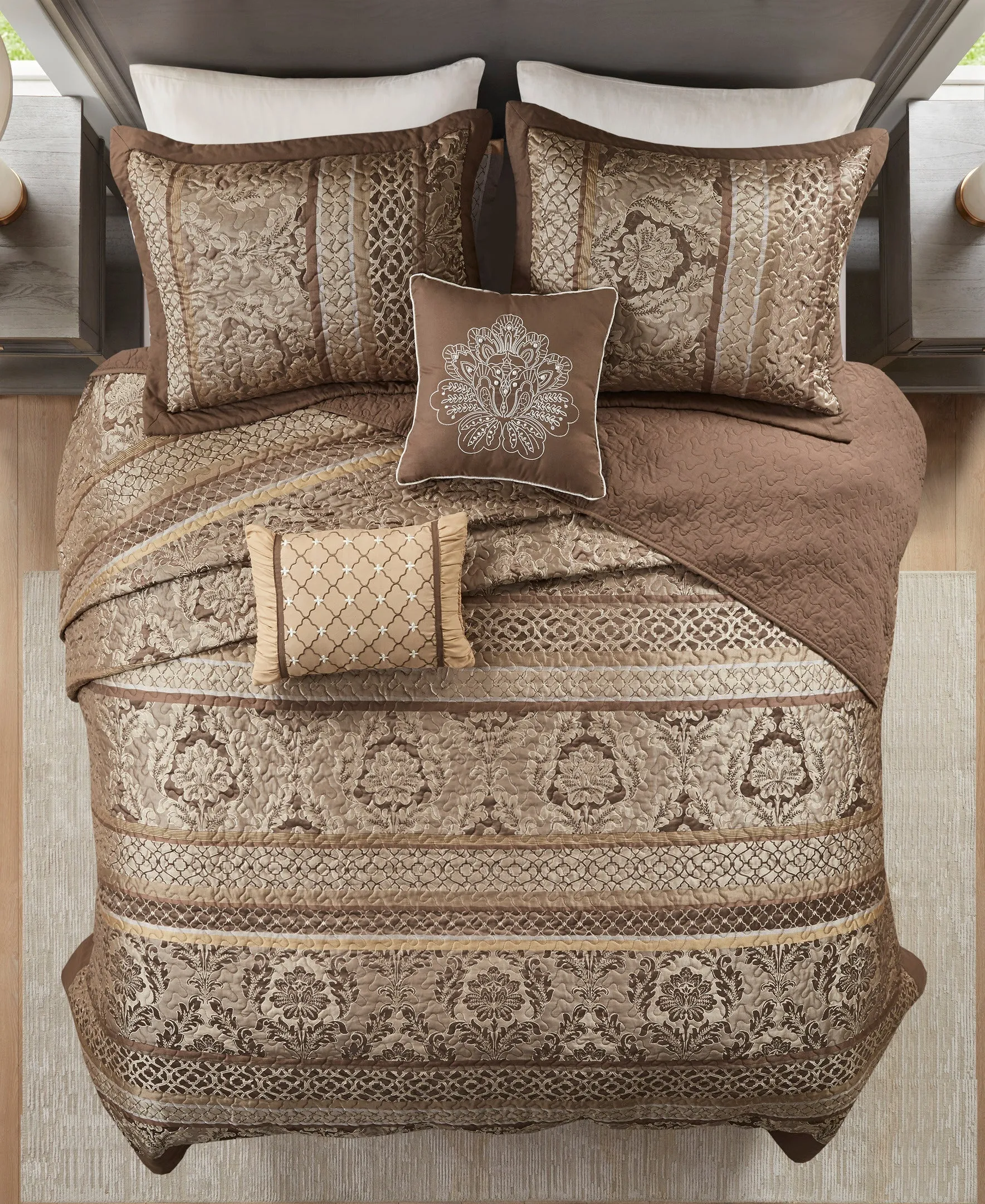 Mirage 5 Piece Reversible Jacquard Bedspread Set