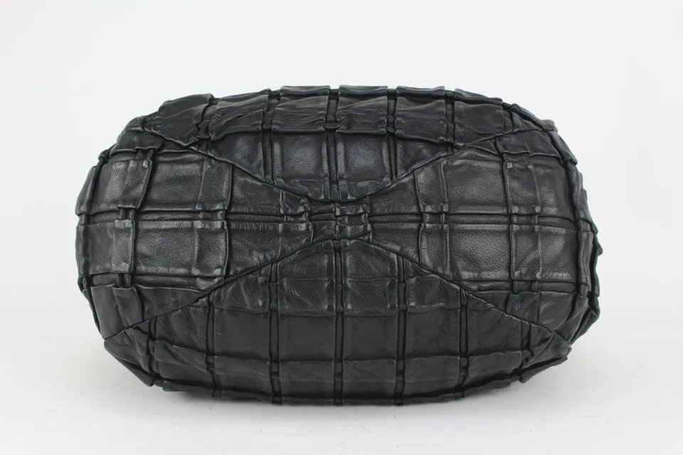 Miu Miu Black Leather Quilted Ruffle Hobo Bag 44miu722