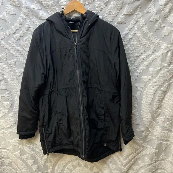 Mondetta Mid Length Commuter Hooded Jacket with Quilted Lining Black