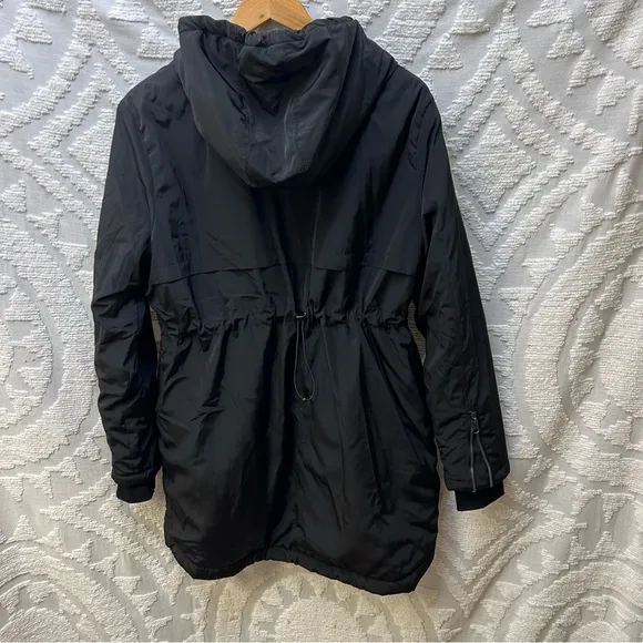 Mondetta Mid Length Commuter Hooded Jacket with Quilted Lining Black