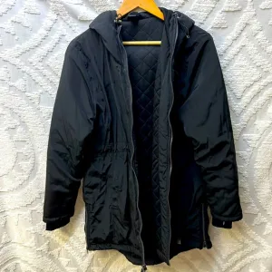 Mondetta Mid Length Commuter Hooded Jacket with Quilted Lining Black