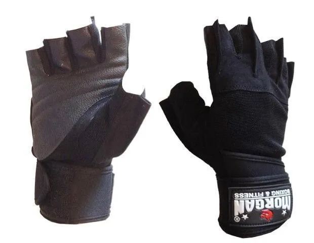 MORGAN ''SHARK'' WEIGHT LIFTING GLOVES WEIGHT LIFTING GYM GLOVES - LONG WRIST STRAP