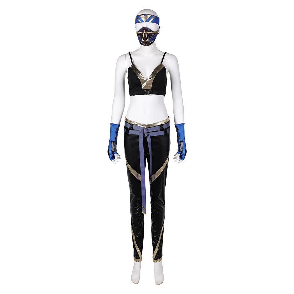 Mortal Kombat Kitana New Blue Outfit Cosplay Costume Halloween Carnival Suit