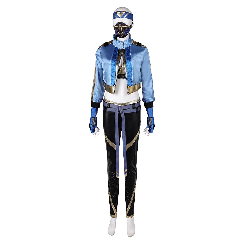 Mortal Kombat Kitana New Blue Outfit Cosplay Costume Halloween Carnival Suit