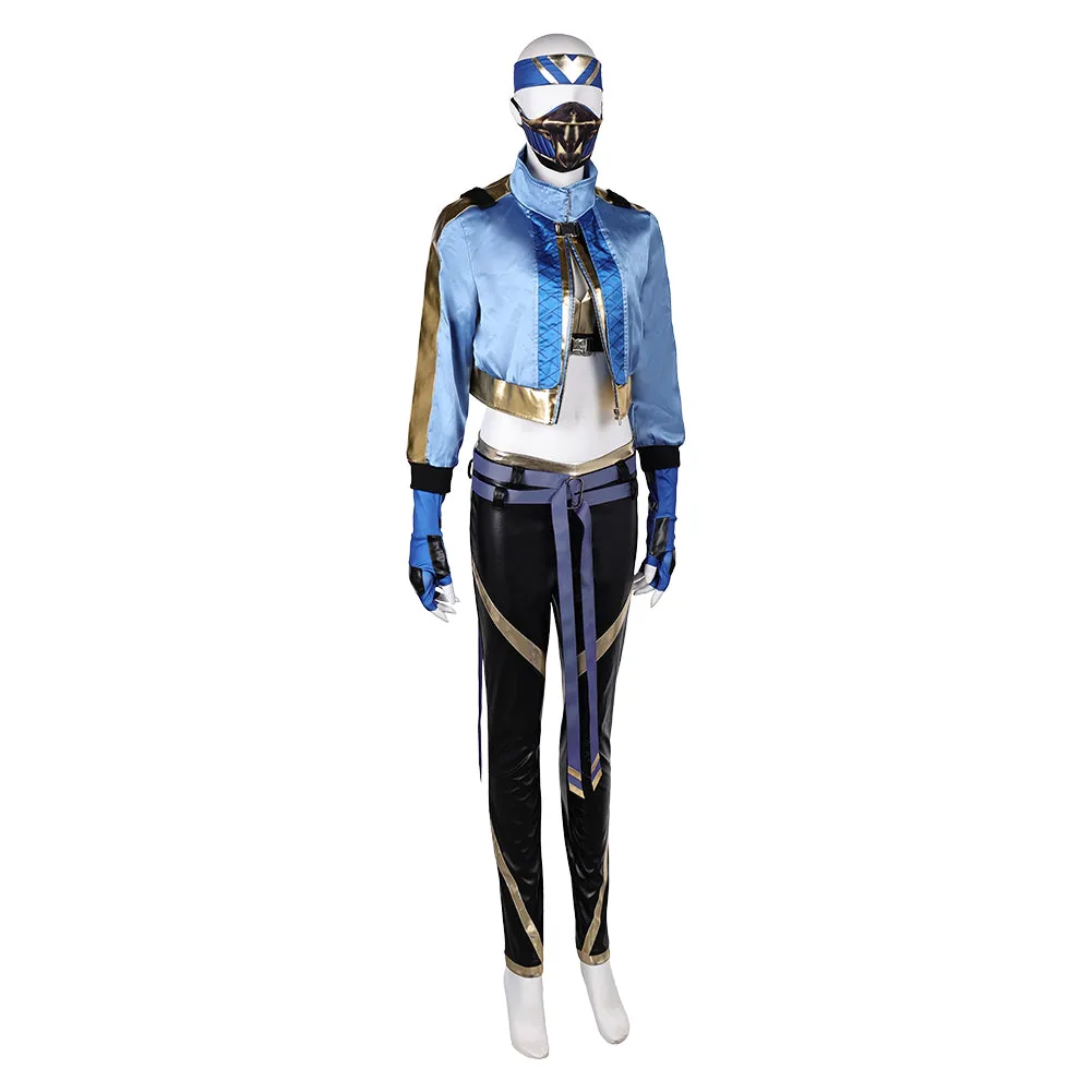 Mortal Kombat Kitana New Blue Outfit Cosplay Costume Halloween Carnival Suit