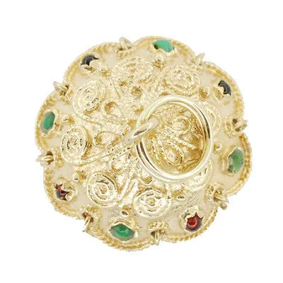 Movable Gem Set Wishing Well Pendant in 14 Karat Gold