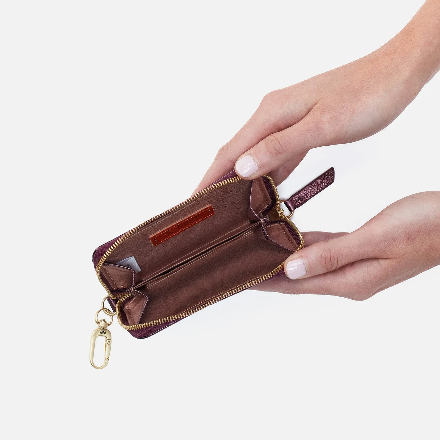 Move Clip Wallet In Metallic Leather - Frosted Plum