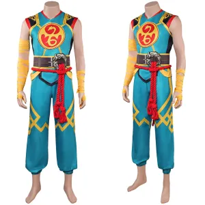 Mv Rivals Iron Fist Cosplay Linlie Costume Man Blue Yellow Outfits Halloween Carnival Suit