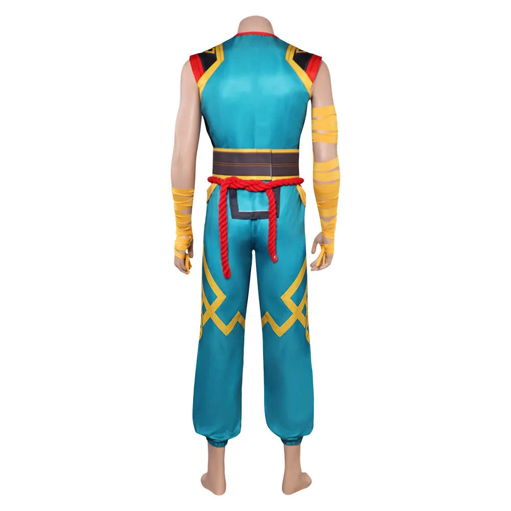 Mv Rivals Iron Fist Cosplay Linlie Costume Man Blue Yellow Outfits Halloween Carnival Suit