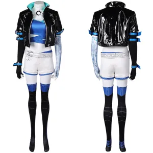 Mv Rivals Luna Snow Cosplay Costume Woman Black Blue Outfits Halloween Carnival Suit
