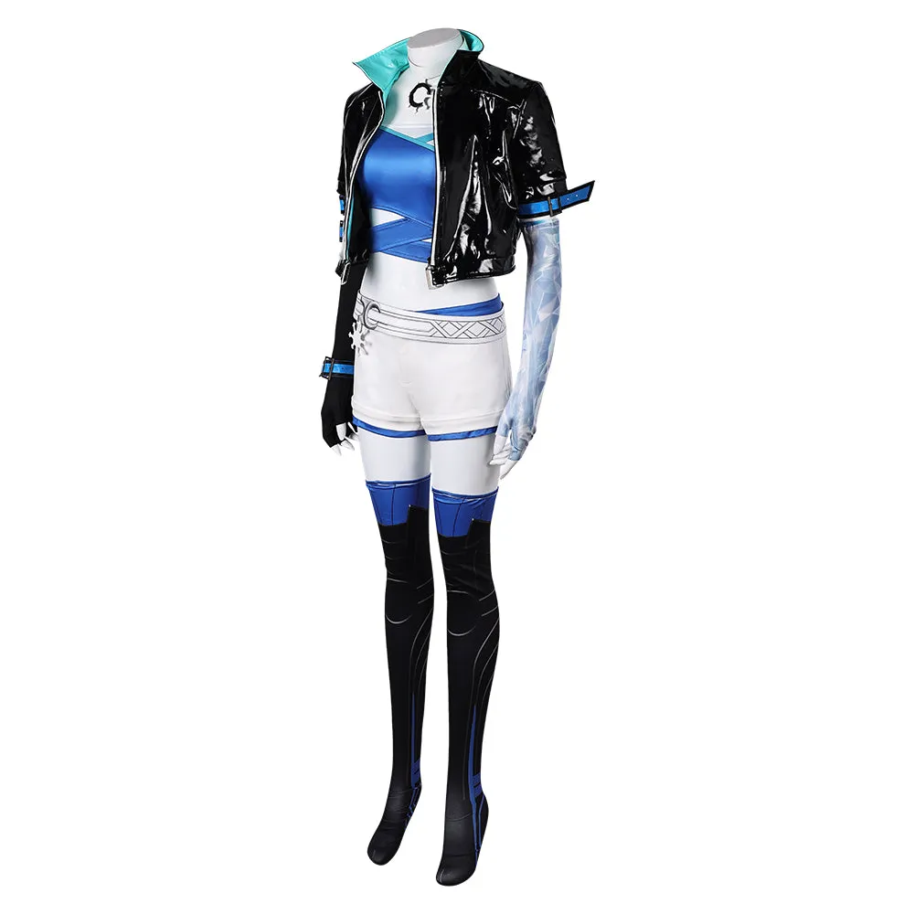 Mv Rivals Luna Snow Cosplay Costume Woman Black Blue Outfits Halloween Carnival Suit