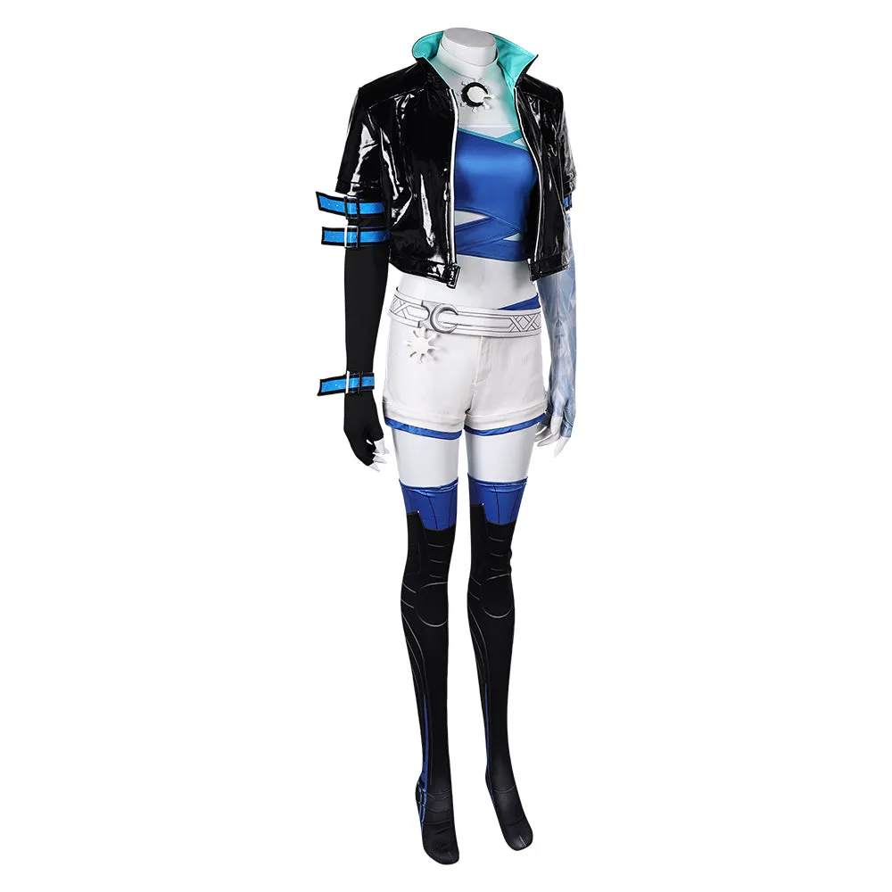 Mv Rivals Luna Snow Cosplay Costume Woman Black Blue Outfits Halloween Carnival Suit