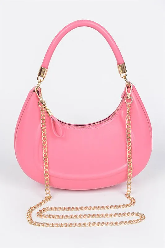Nasa Faux Leather Chain Hobo Bag