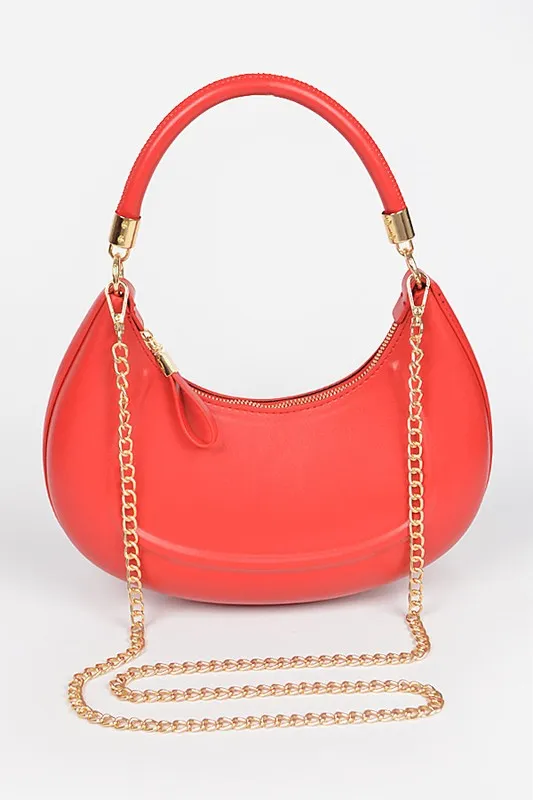 Nasa Faux Leather Chain Hobo Bag