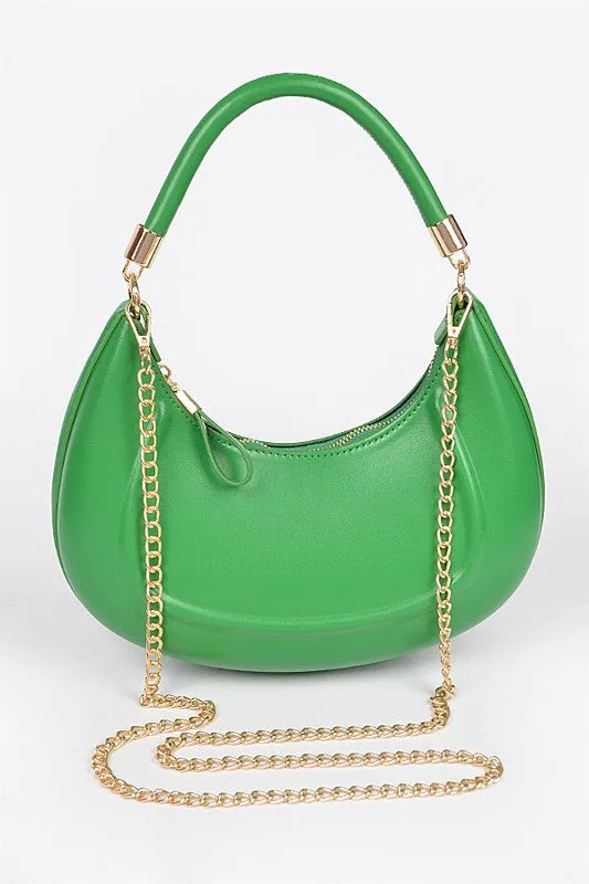 Nasa Faux Leather Chain Hobo Bag