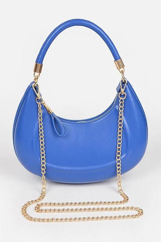 Nasa Faux Leather Chain Hobo Bag