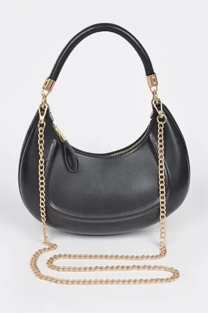 Nasa Faux Leather Chain Hobo Bag