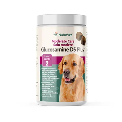 NaturVet Dog Glucosamine DS Plus - Moderate Level 2 - Soft Chews for Dogs (60ct)
