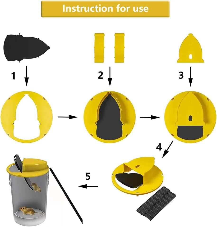 New Auto Rolling Reset Mouse Trap, Safe Rolling Bucket Lid Rat Trap, Humane Rolling Reset Rat Trap Safe for Children and Pets, Live Catch and Release Bucket Mouse Trap for Home（AXLS-Yellow)