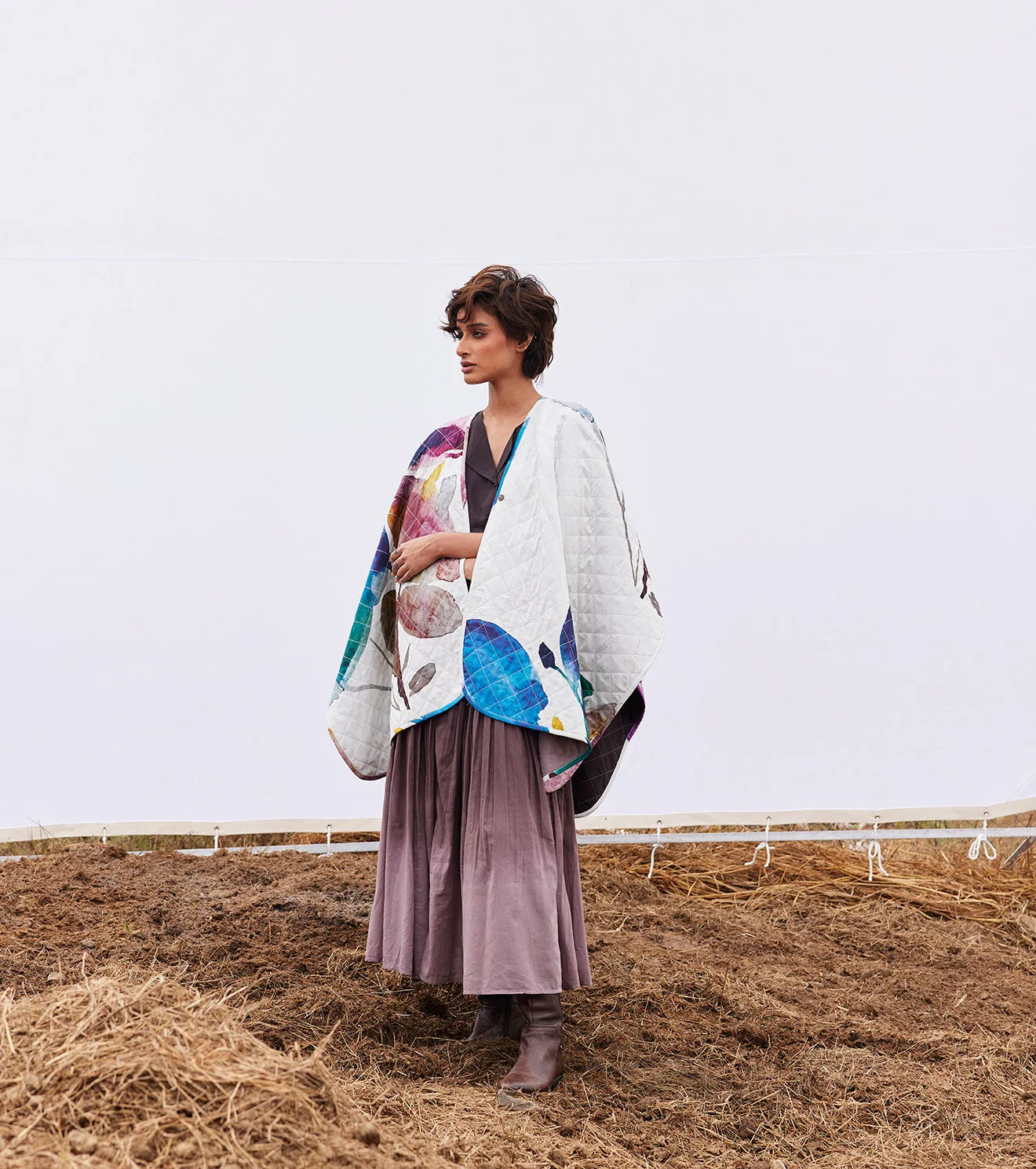 New Season Spring Summer 2025-Cape-Cotton Mul Breeze Off white-KW893-Fashion Edit Diana by Khara Kapas