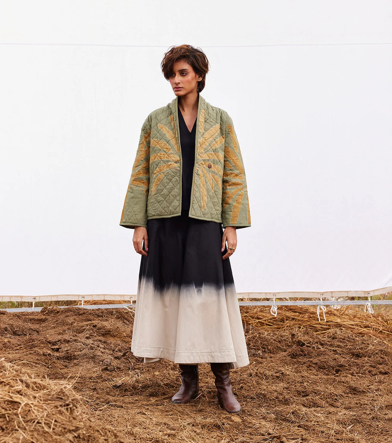 New Season Spring Summer 2025-Jacket-Cotton Mul Lawn Sage green-KW910-Fashion Edit Diana by Khara Kapas