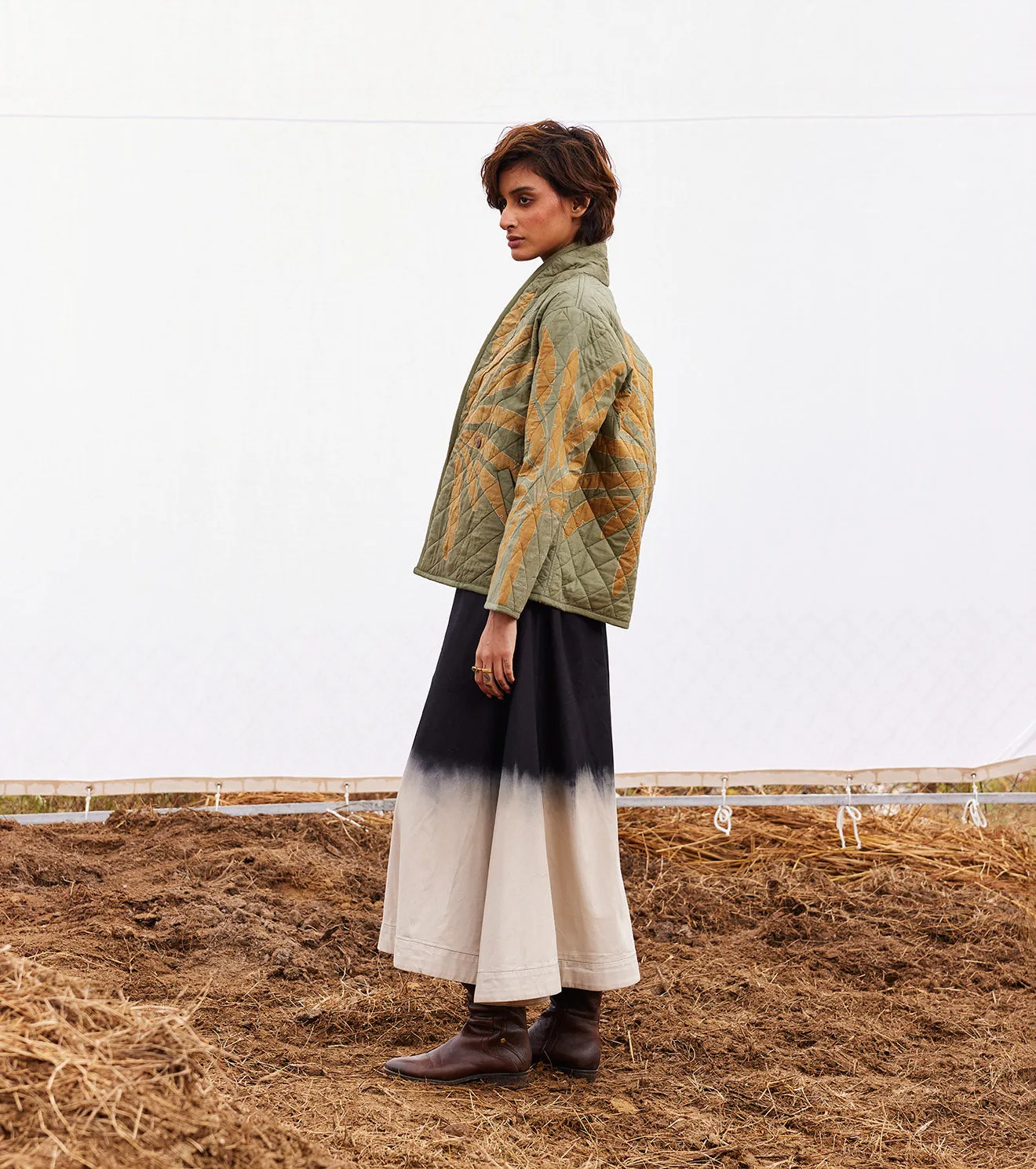 New Season Spring Summer 2025-Jacket-Cotton Mul Lawn Sage green-KW910-Fashion Edit Diana by Khara Kapas