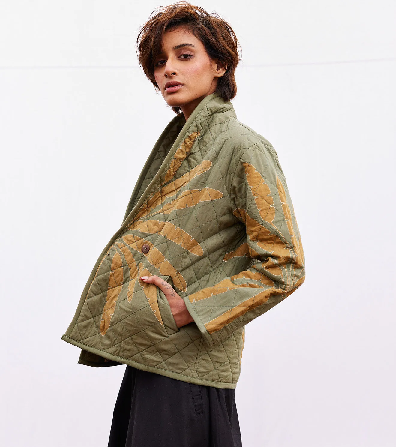 New Season Spring Summer 2025-Jacket-Cotton Mul Lawn Sage green-KW910-Fashion Edit Diana by Khara Kapas