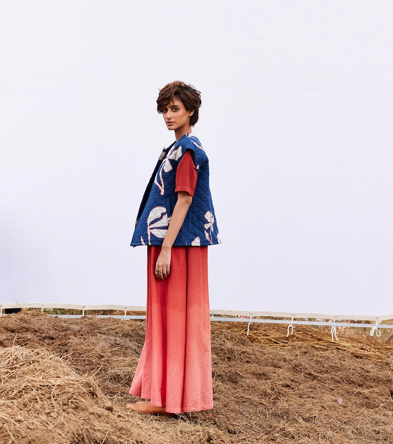 New Season Spring Summer 2025-Vest Jacket-Cotton Mul Aster vest Blue-KW899-Fashion Edit Diana by Khara Kapas