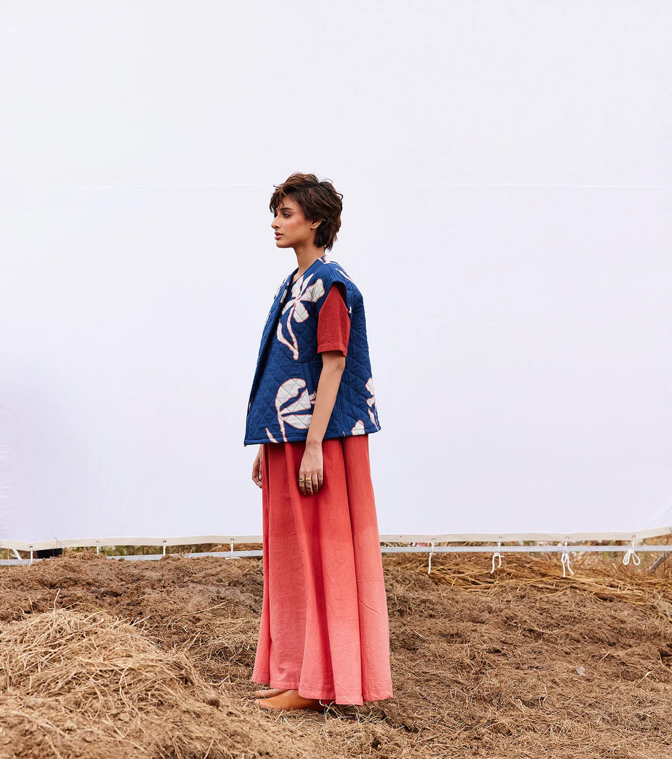New Season Spring Summer 2025-Vest Jacket-Cotton Mul Aster vest Blue-KW899-Fashion Edit Diana by Khara Kapas