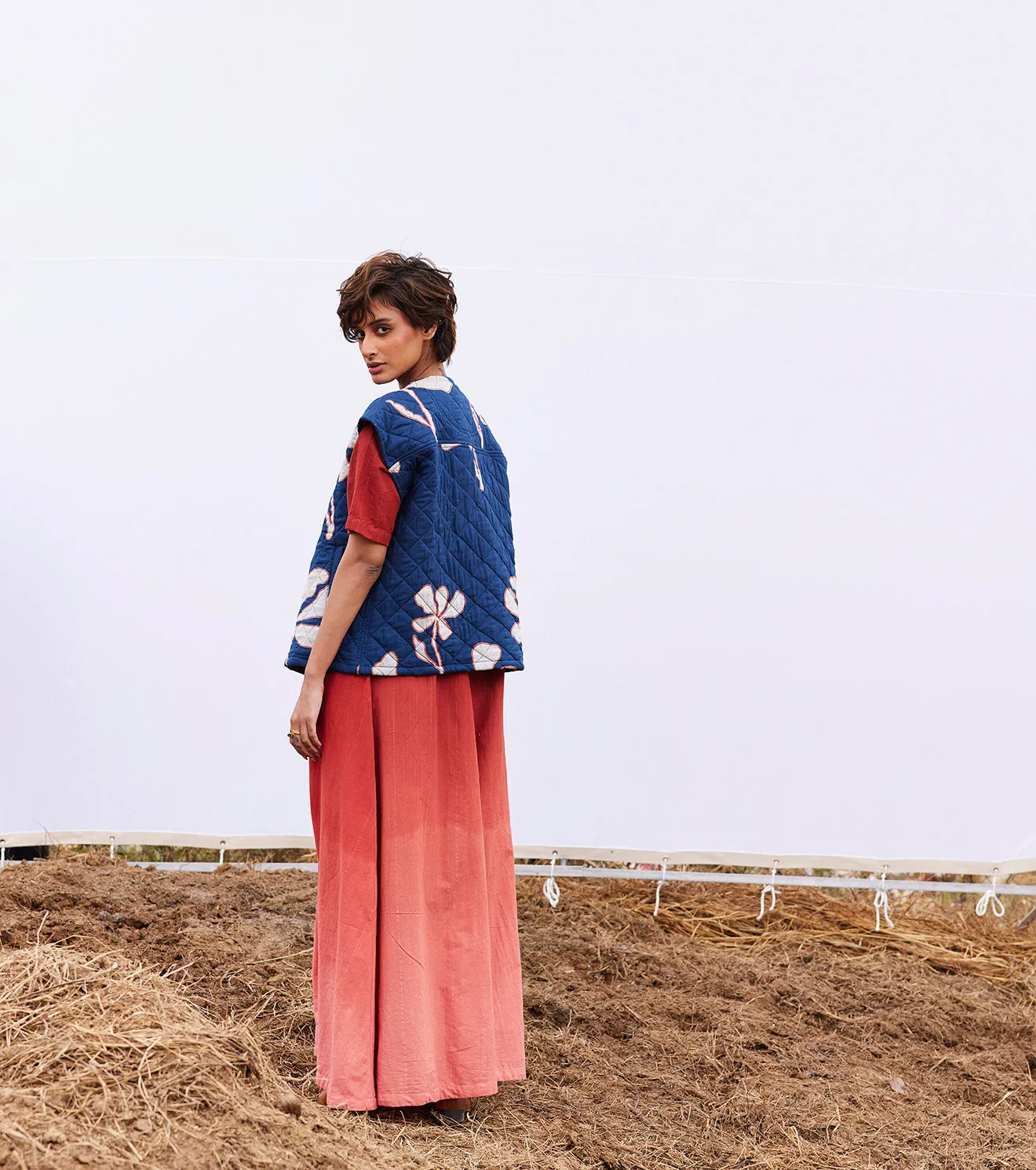 New Season Spring Summer 2025-Vest Jacket-Cotton Mul Aster vest Blue-KW899-Fashion Edit Diana by Khara Kapas