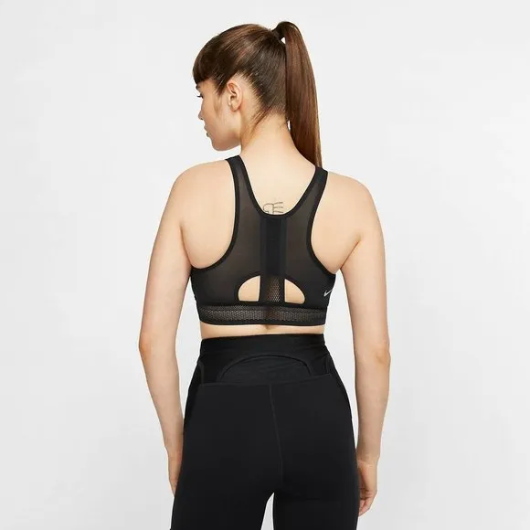 Nike Swoosh Ultrabreathe Sport Bra S Black Dri-Fit Mesh Racerback Med Support