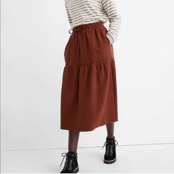 NWT - Madewell Diamond Jacquard Drawstring Midi Skirt - Size XS