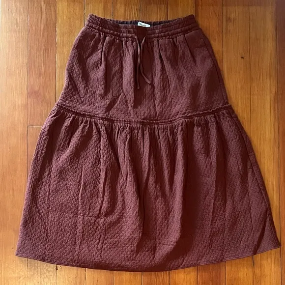 NWT - Madewell Diamond Jacquard Drawstring Midi Skirt - Size XS
