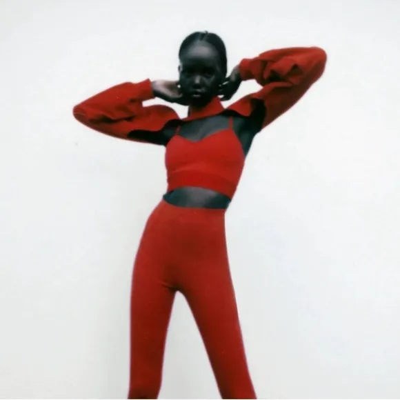 NWT-Zara Red Sweatshirt Shrug Mock Neck - Size M -