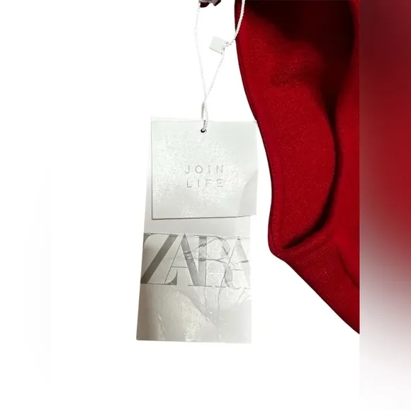 NWT-Zara Red Sweatshirt Shrug Mock Neck - Size M -