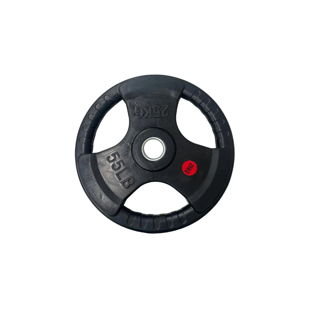Olympic Rubber Coated Tri Grip Plate & Barbell Package | 100kg