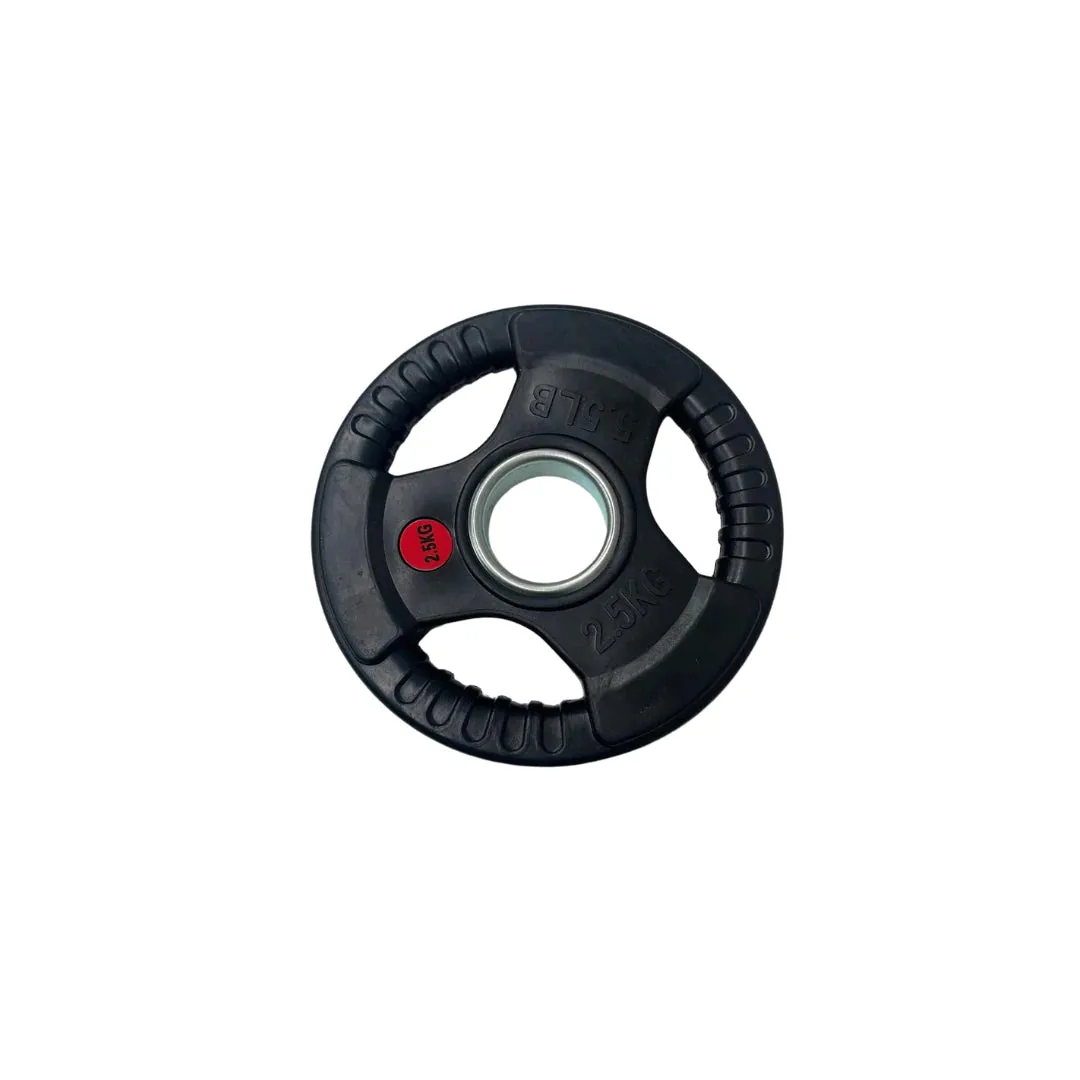 Olympic Rubber Coated Tri Grip Plate & Barbell Package | 100kg