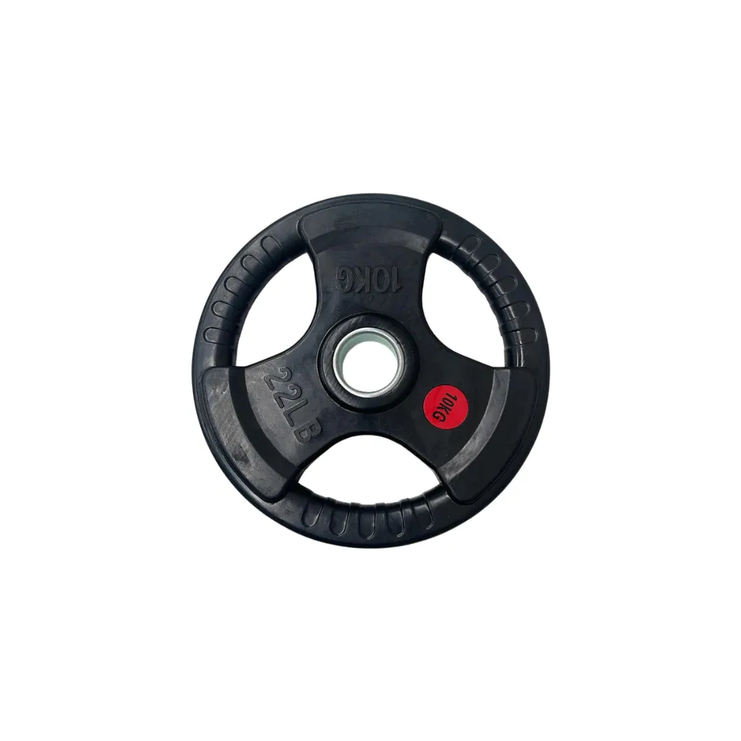Olympic Rubber Coated Tri Grip Plate & Barbell Package | 100kg